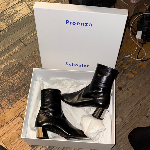 Proenza Schouler Shoes - Proenza Schouler Black Ankle Boots with Silver Heel